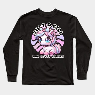 Just A Girl Who Loves Horses - Adorable Cartoon Pony T-Shirt Long Sleeve T-Shirt